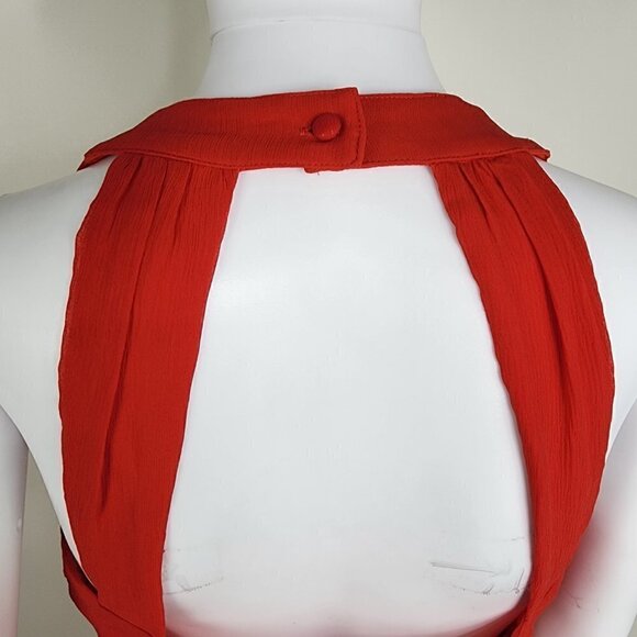 NWT L'AGENCE V Neck Strappy Back Banded Waist Mini Dress Red Size Small - Picture 7 of 12